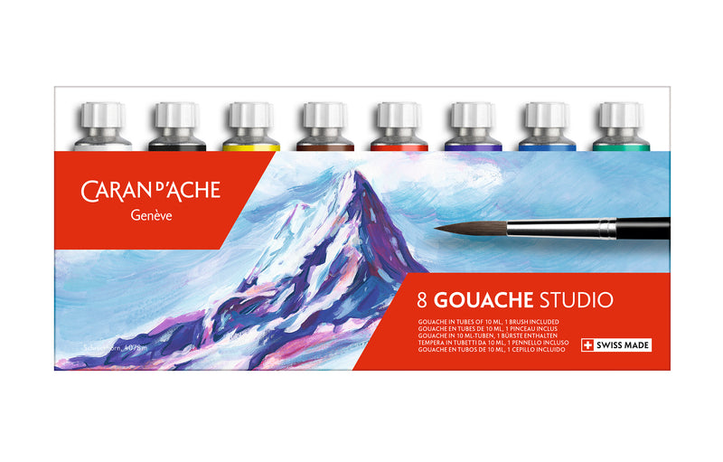 Gouache tubos de 10 ml - 8 Colores, 1 pincel